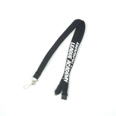 China Persönliche schwarze Tubular Lanyards Druck Halsband mit drehbaren J Haken fournisseur