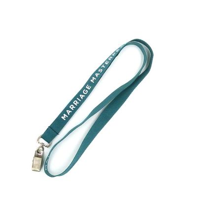 Klassische Seidenfläche Druck Nylon Lanyards Weißes Logo mit Badge Clip fournisseur